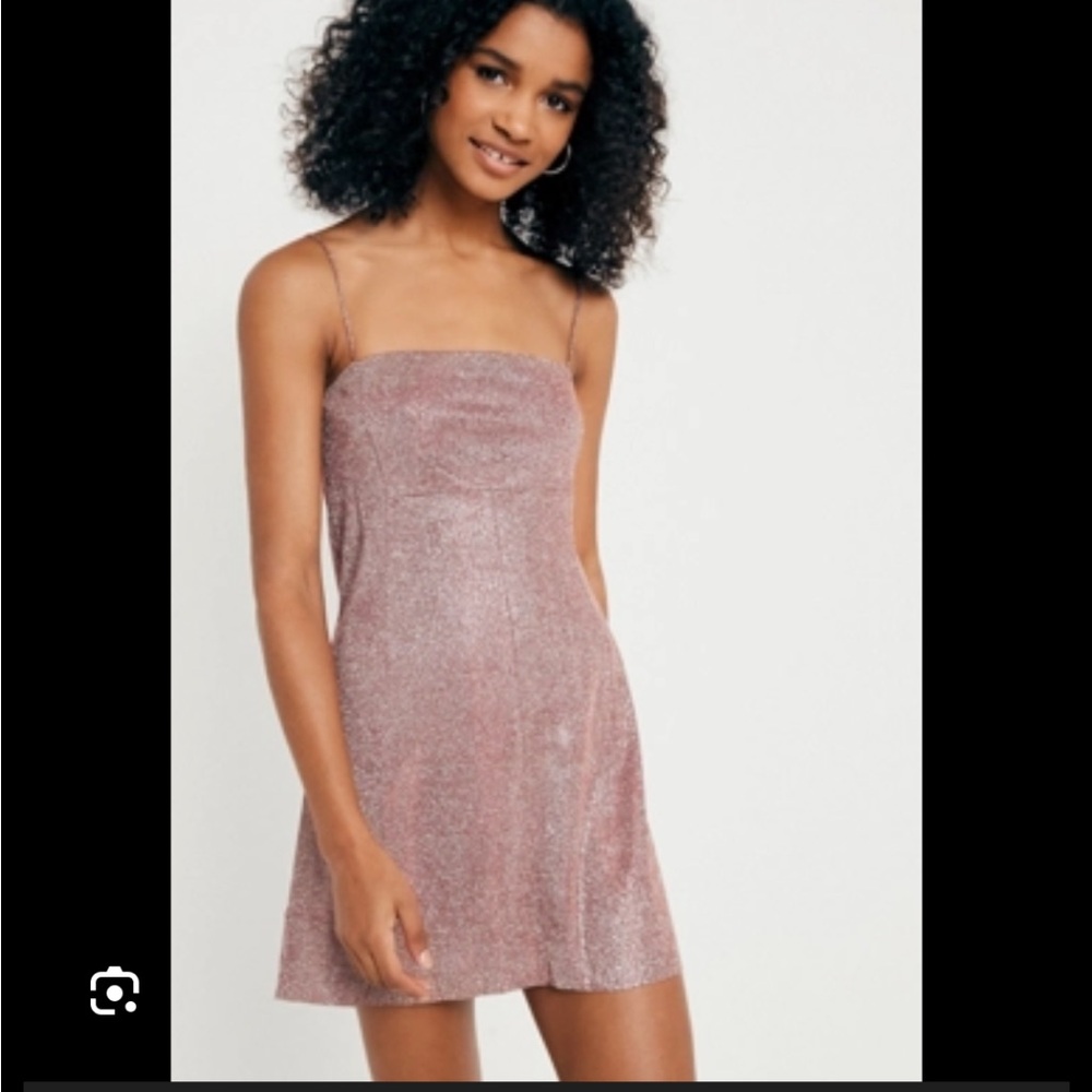 KLESIS strapless sparkle shimmer  mini dress in pink